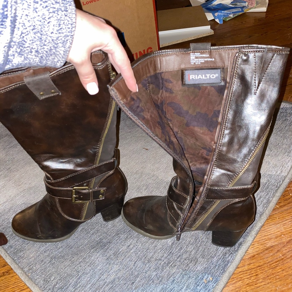 Brown heeled boots